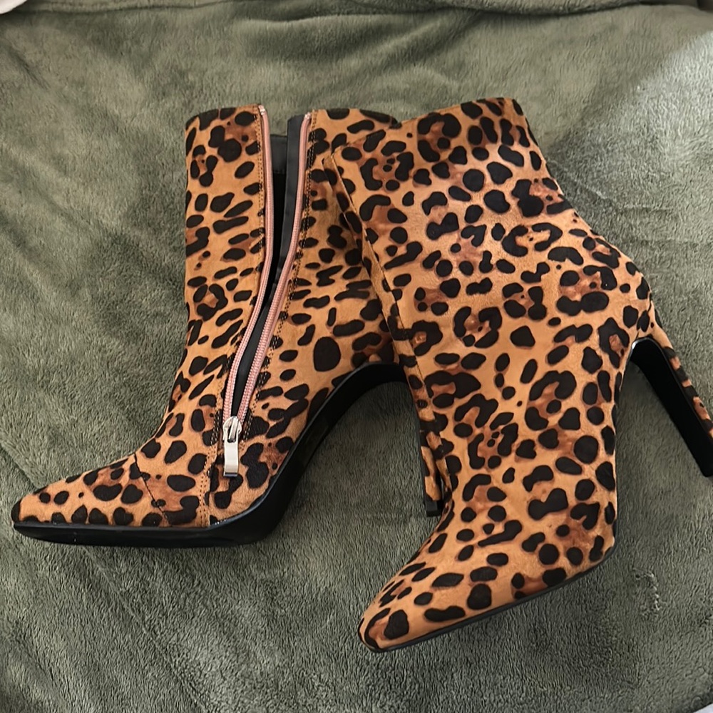 Leopard print booties